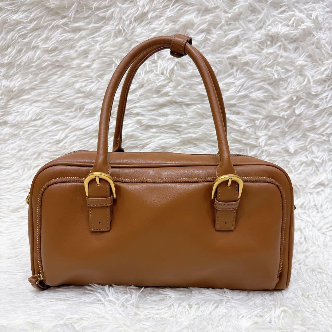 未使用級✨✨ZARA ザラ　ジッパーボストンバッグ　キャメル