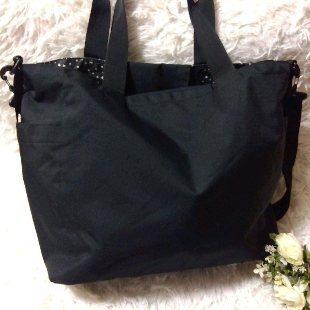agnes b アニエスベー ボストンバッグ ロゴ刺繍 ナイロン 2way 黒