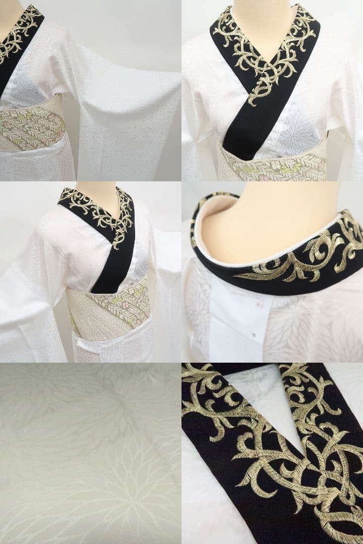 ぽよん☆☆☆✾ｍ2048＊美品 正絹 金駒刺繡 蝶 トール 振袖3点セット