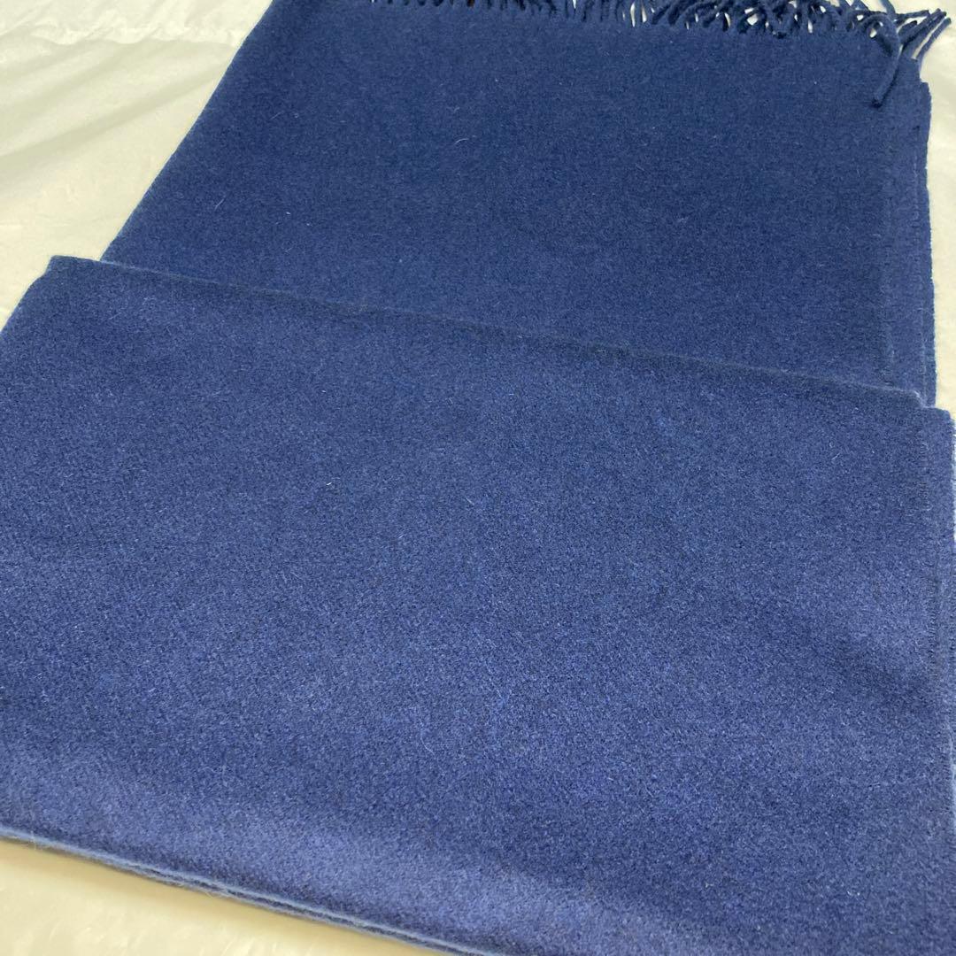 美品 ジョンストンズ カシミヤ100％ 大判ストール ライトネイビー 国内正規品