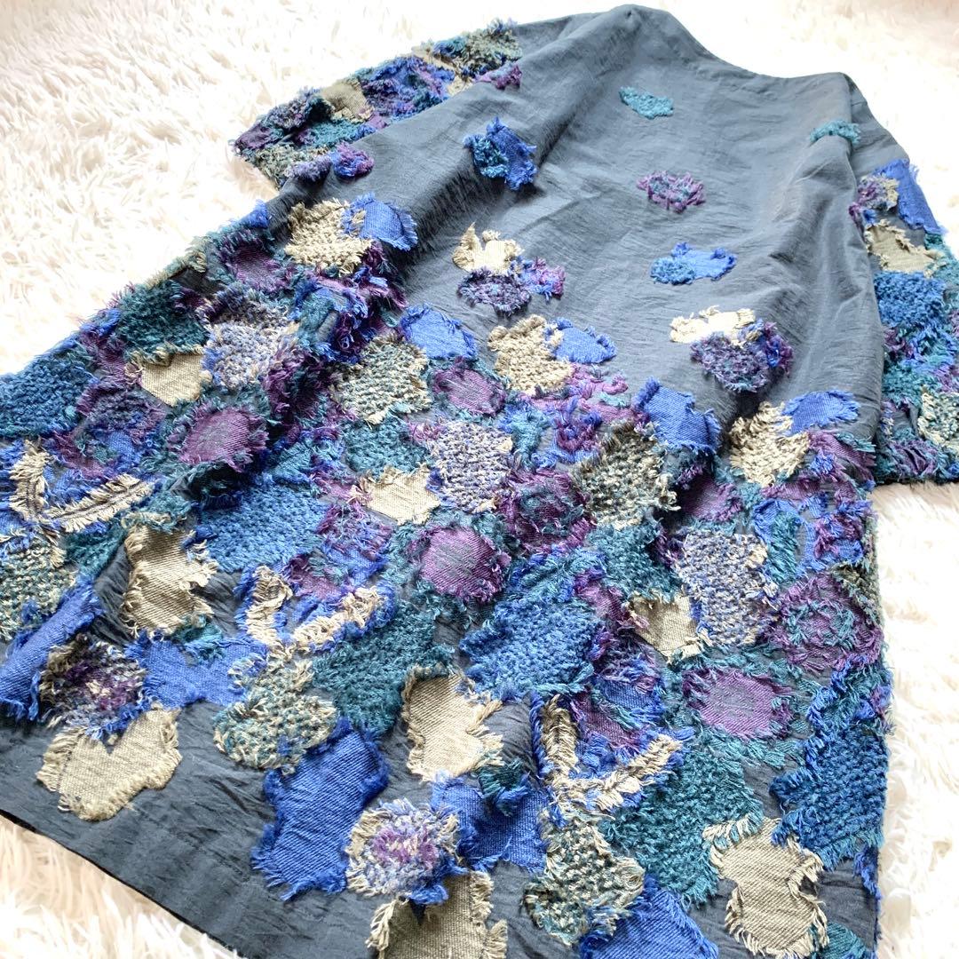 極美品✨エムアンドキョウコ 佐藤繊維 フラワー キカ ジャガード ワンピース 1