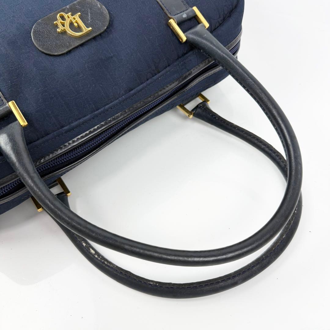 Dior ディオール トロッター柄 ミニボストンバッグ センター金ロゴ ネイビー