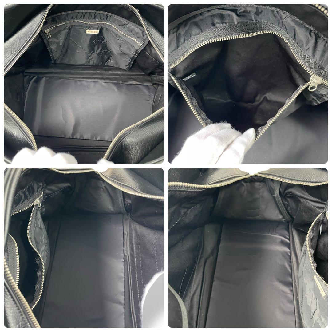 ディーゼル DIESEL 2way 大容量 メタルロゴ ボストンバッグ 黒